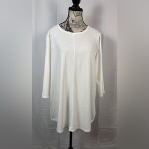 D&Co White Minimalist Long Sleeve Women's Tunic Top size 1X
